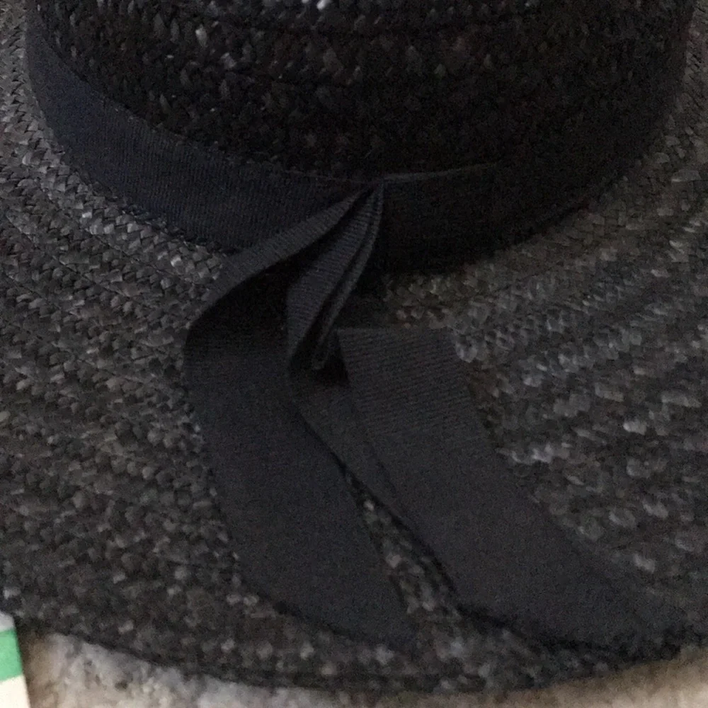 Vintage Italian Black Natural Straw Hat Medium - Picture 2 of 6